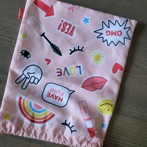 Ipsy Glam Bag Plus June 2021  Makeup Bag Drawstring Fun Rainbow Pink Bag Only